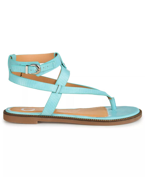 Journee Collection Women's Aqua  Tangie Ankle Strap Flat Sandals| Journee Collection  in Lebanon