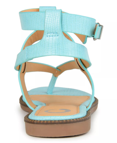 Journee Collection Women's Aqua  Tangie Ankle Strap Flat Sandals| Journee Collection  in Lebanon