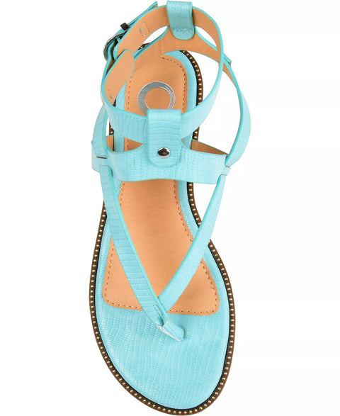 Journee Collection Women's Aqua  Tangie Ankle Strap Flat Sandals| Journee Collection  in Lebanon