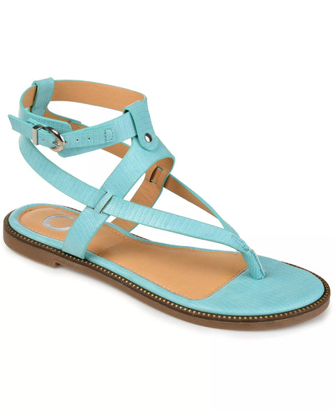 Journee Collection Women's Aqua  Tangie Ankle Strap Flat Sandals| Journee Collection  in Lebanon