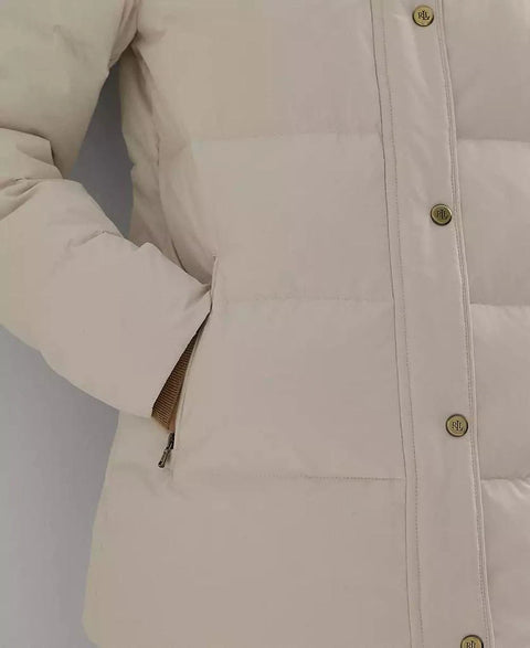 Lauren Ralph Lauren Women's White Faux-fur Hooded Puffer Coat |Lauren Ralph Lauren In Lebanon