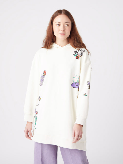 Wrangler Women's White Printed Plus Size Long Sleeve Hoodie | Wrangler In Lebanon
