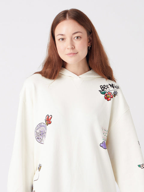 Wrangler Women's White Printed Plus Size Long Sleeve Hoodie | Wrangler In Lebanon