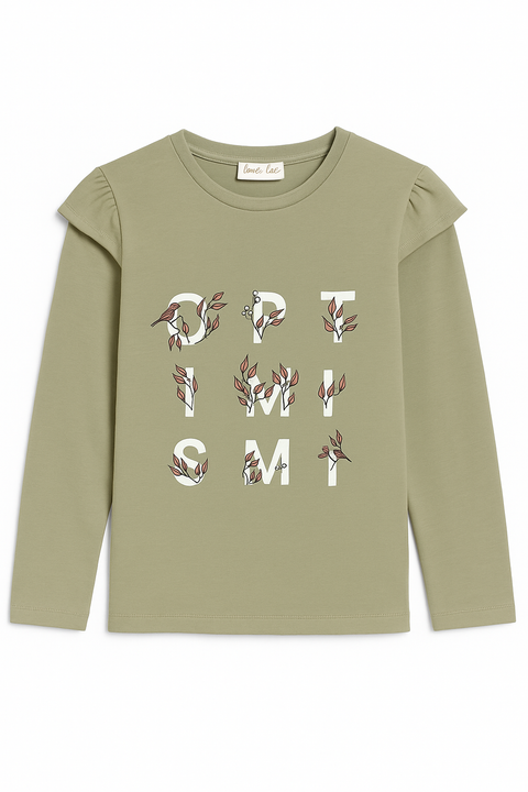 POMPdeLUX Girl's Dusty Green Long-Sleeve Blouse | POMPdeLUX in Lebanon