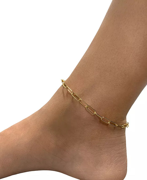 Adornia Women's Gold Paper Clip Chain Anklet 10"| Adornia In Lebanon