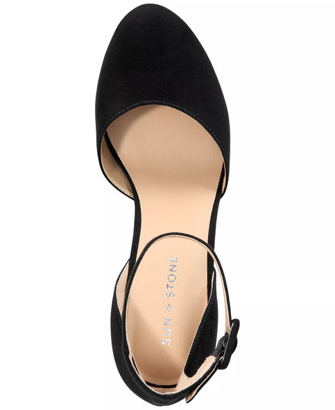 Sun + Stone Women's Black Estrella Block Heel Ankle Strap Platform Heel | Sun + Stone In Lebanon