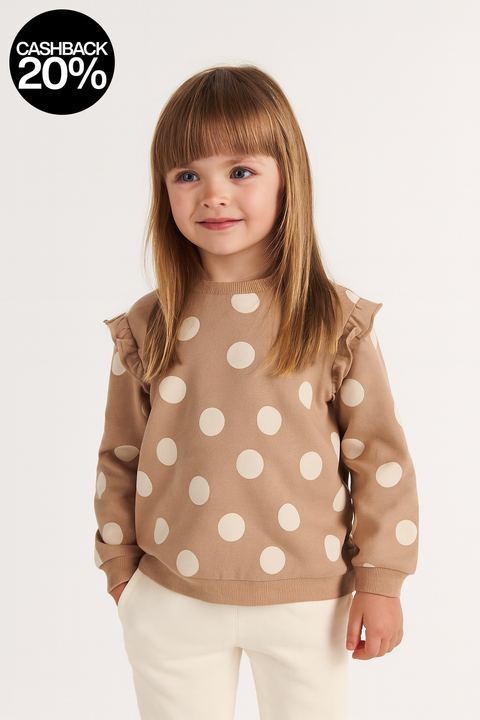 Sinsay Girl's Baby Brown Dotted Ruffle Long Sleeve Sweatshirt |Sinsay In Lebanon
