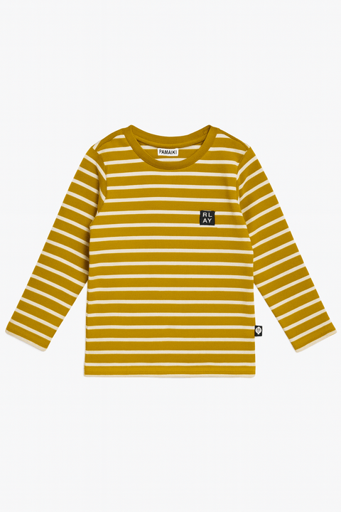 POMPdeLUX Girl's Mustard Striped Villads Long Sleeve Blouse| POMPdeLUX in Lebanon