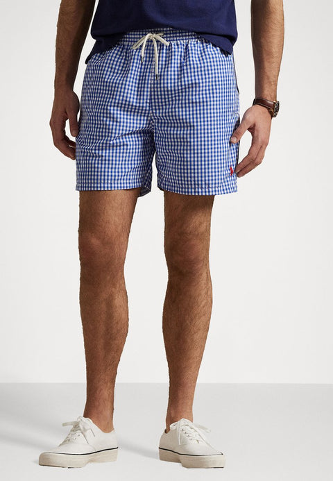 Polo Ralph Lauren Men's Blue & White Traveler Checked Swim Shorts | Polo Ralph Lauren In Lebanon