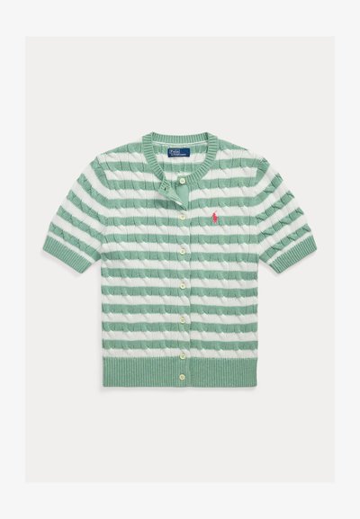 Polo Ralph Lauren Women's White & Mint Green Striped Short Sleeve Cardigan | Polo Ralph Lauren In Lebanon
