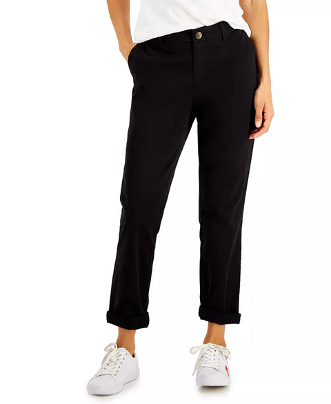 Tommy Hilfiger Women's Black TH Flex Hampton Cuffed Chino Straight-Leg Pants | Tommy Hilfiger In Lebanon