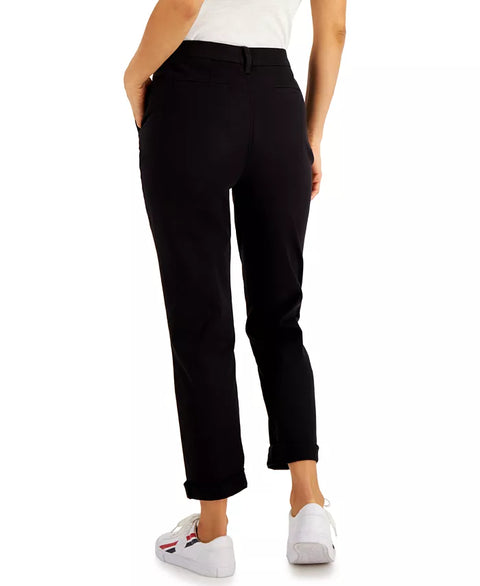 Tommy Hilfiger Women's Black TH Flex Hampton Cuffed Chino Straight-Leg Pants | Tommy Hilfiger In Lebanon