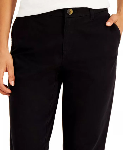 Tommy Hilfiger Women's Black TH Flex Hampton Cuffed Chino Straight-Leg Pants | Tommy Hilfiger In Lebanon