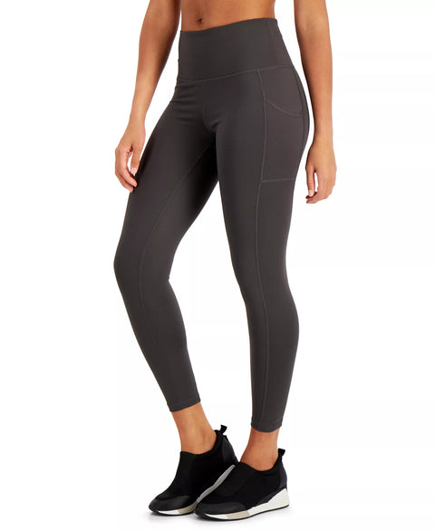 ID Ideology Women's Dark Grey High-Waist Side-Pocket 7/8 Length Leggings | ID Ideology In Lebanon