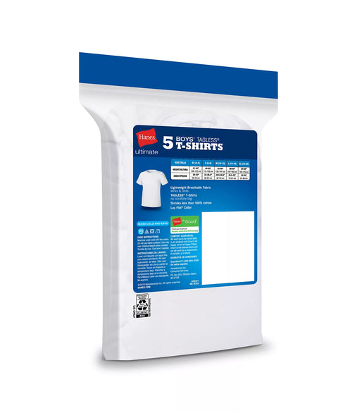 Hanes Boys White Pack of 5 Ultimate Cotton Blend Crew Undershirt | Hanes In Lebanon