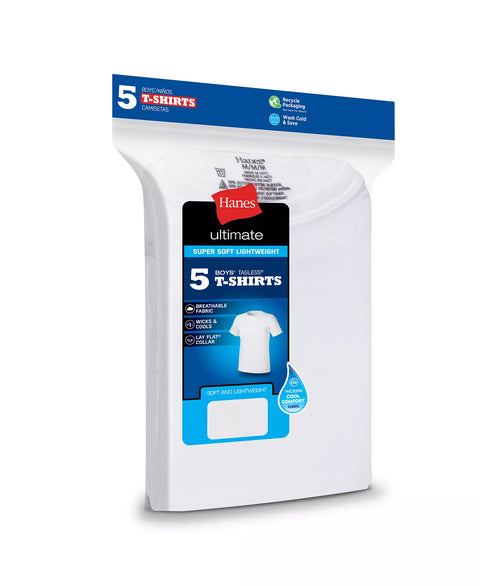 Hanes Boys White Pack of 5 Ultimate Cotton Blend Crew Undershirt | Hanes In Lebanon