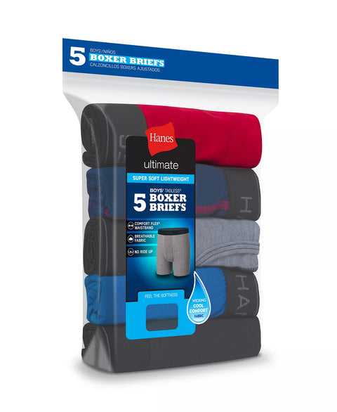 Hanes Boys Multi Color Pack of 5 Ultimate Cotton Blend Boxer Briefs | Hanes In Lebanon