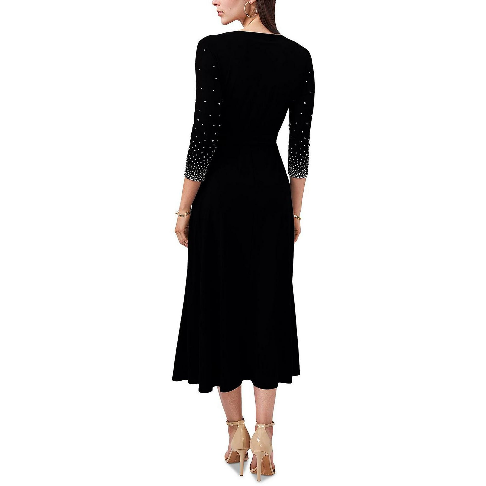 MSK Women's Black  V-Neck Beaded Midi Dress|  MSK in Lebanon