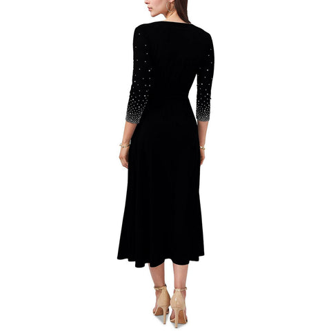 MSK Women's Black  V-Neck Beaded Midi Dress|  MSK in Lebanon