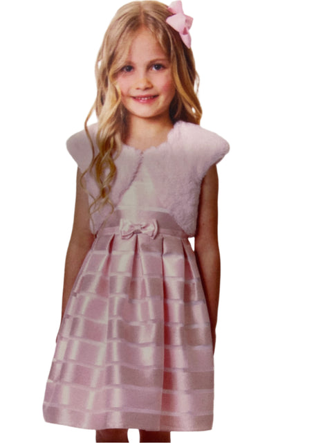 Jona Michelle Girl's Pink Special Occasion Dress With Fur Vest |Jona Michelle In Lebanon