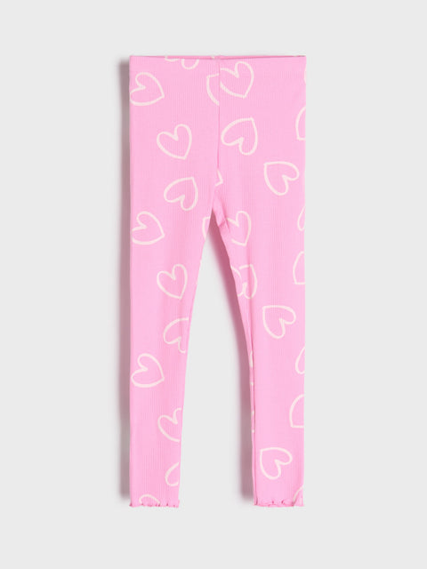 Sinsay Girl's Pink Leggings With Heart Print | Sinsay In Lebanon