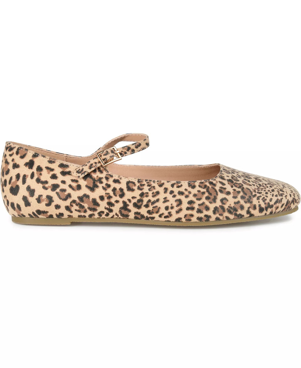 Journee Collection Women's Beige Carrie Leopard Flat | Journee Collection in Lebanon