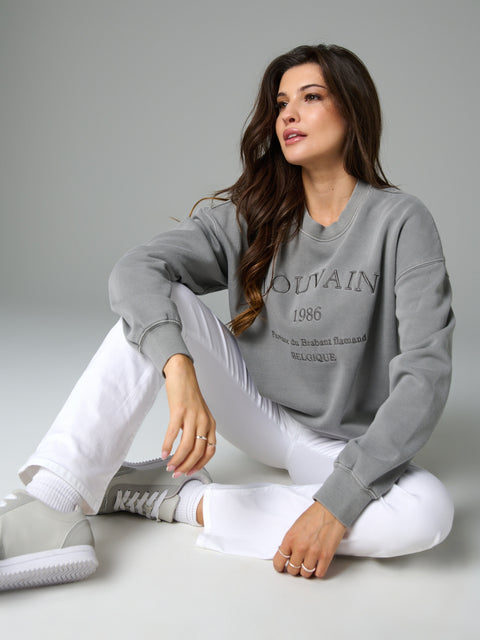 Sinsay Women's Gray Printed Crew Neck Long Sleeve Sweatshirt|Sinsay In Lebanon