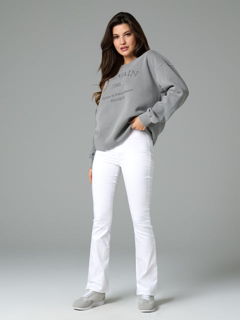 Sinsay Women's Gray Printed Crew Neck Long Sleeve Sweatshirt|Sinsay In Lebanon