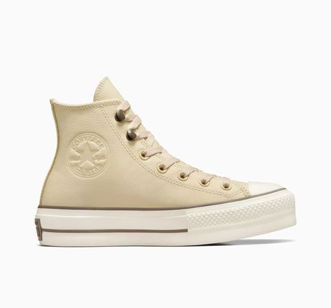 Converse Women's Beige Chuck Tayor All Star Lift Platform Weatherized Leather Sneakers|Converse In Lebanon