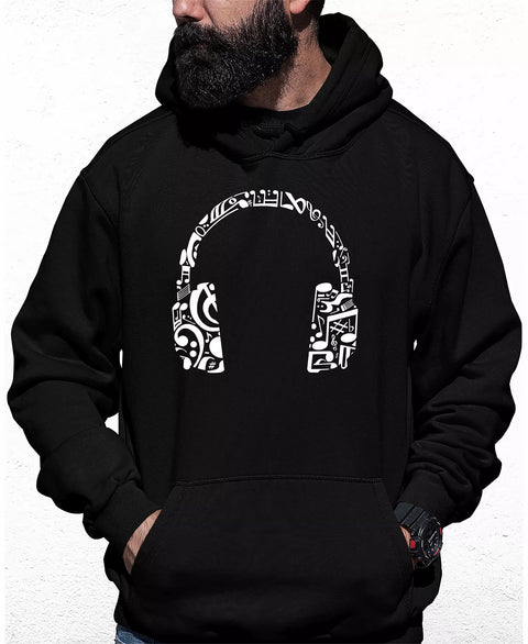 Lane Seven Men's Black Music Note Headphones Word Art Hooded Sweatshirt |  Lane Seven in Lebanon