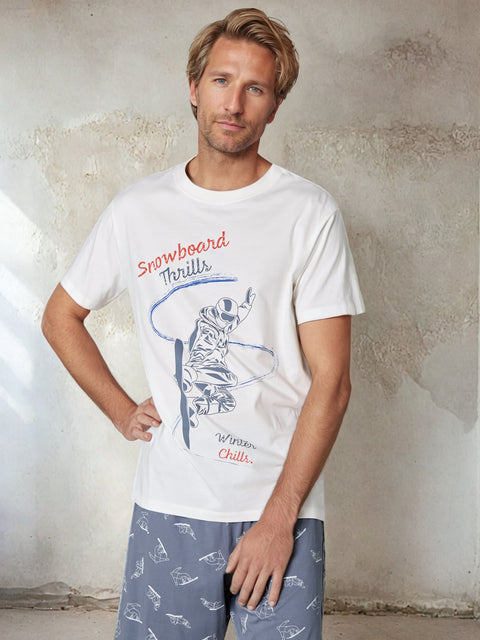 Sinsay Men's White/Grey Two piece Pajama Set | Sinsay in Lebanon