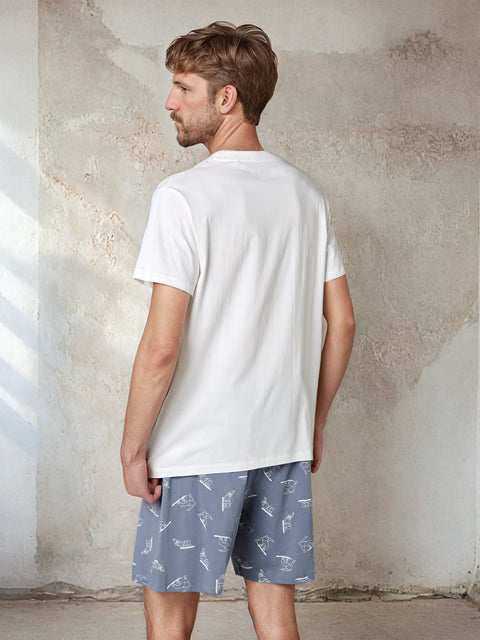 Sinsay Men's White/Grey Two piece Pajama Set | Sinsay in Lebanon