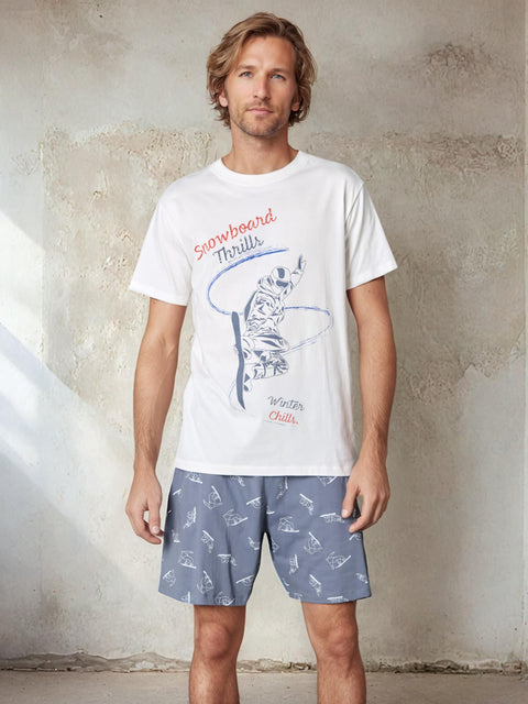 Sinsay Men's White/Grey Two piece Pajama Set | Sinsay in Lebanon