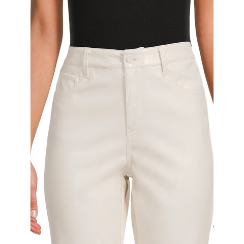 Dollhouse Women's Off White Leather High Rise Flare Pants | Dollhouse In Lebanon