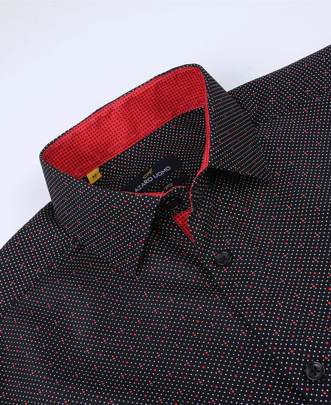 Azaro Uomo Men's Black Slim Fit Business Nautical Button Down Dress Shirt | Azaro Uomo In Lebanon