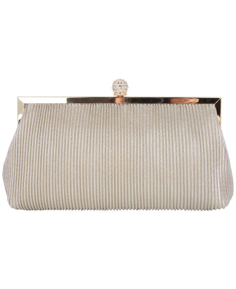 Nina Women's Gold Pleated Metallic Frame Clutch | Nina In Lebanon