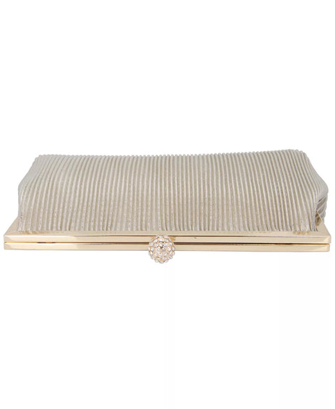 Nina Women's Gold Pleated Metallic Frame Clutch | Nina In Lebanon