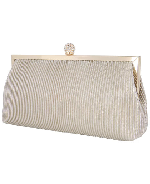 Nina Women's Gold Pleated Metallic Frame Clutch | Nina In Lebanon