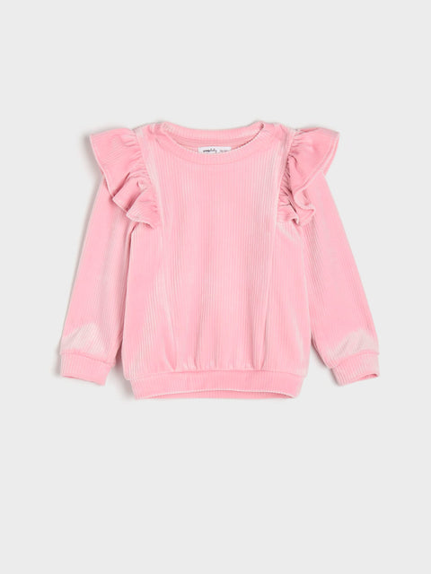 Sinsay Baby Girl's Pink Ribbed Long Sleeve Sweatshirt | Sinsay In Lebanon