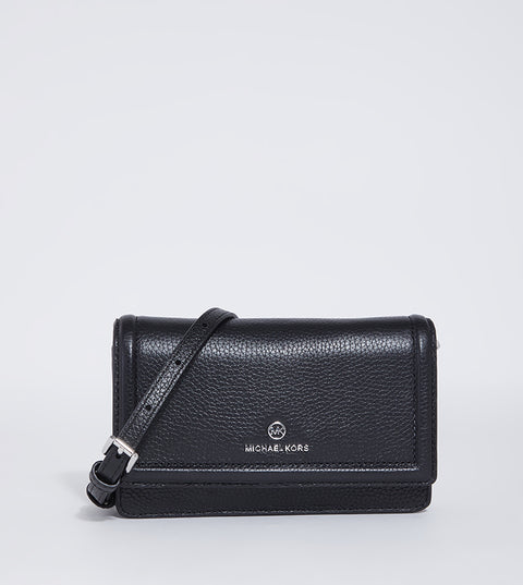 Michael Kors Women's Black Jet Set Small Pebbled Leather Smartphone Convertible Crossbody Bag | Michael Kors In Lebanon