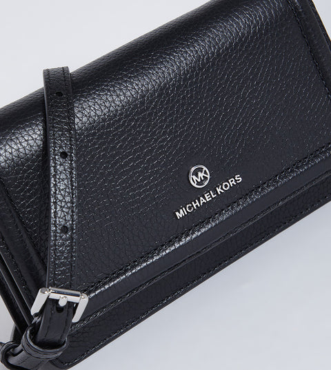 Michael Kors Women's Black Jet Set Small Pebbled Leather Smartphone Convertible Crossbody Bag | Michael Kors In Lebanon