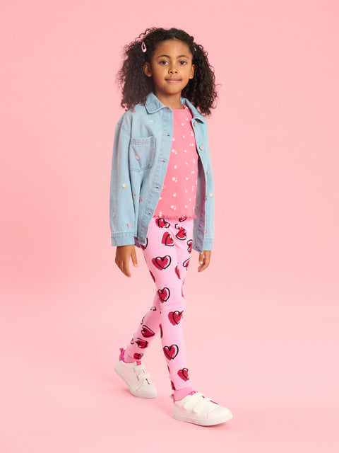 Sinsay Girl's Pink With Heart Printed Legging  |Sinsay  in Lebanon