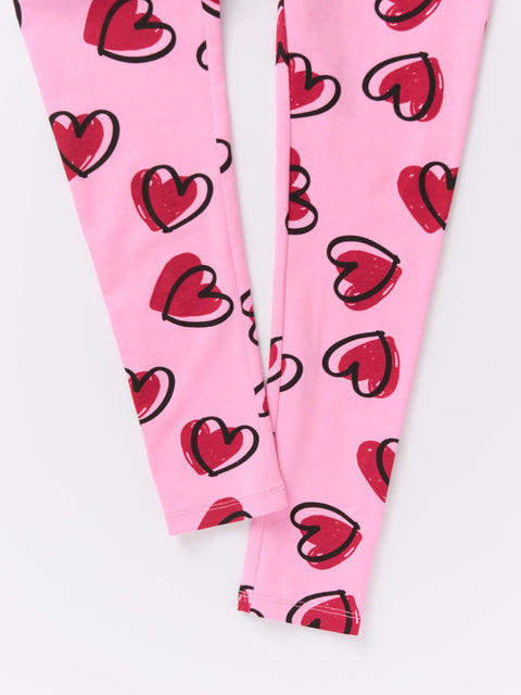 Sinsay Girl's Pink With Heart Printed Legging  |Sinsay  in Lebanon