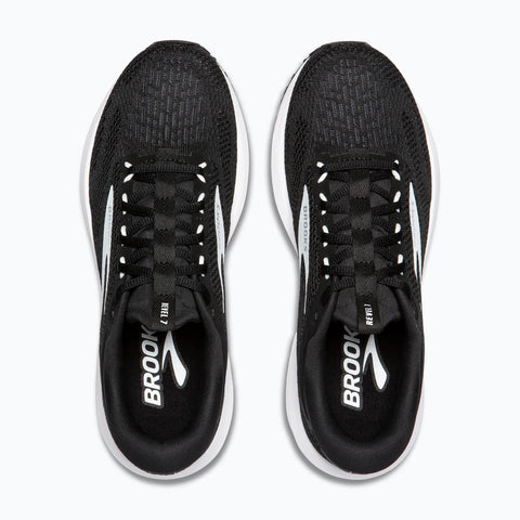 Black running shoes with white soles and laces on a white background