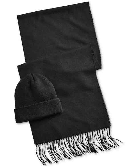 Club Room Men's Black Beanie & Scarf Set |Club Room In Lebanon