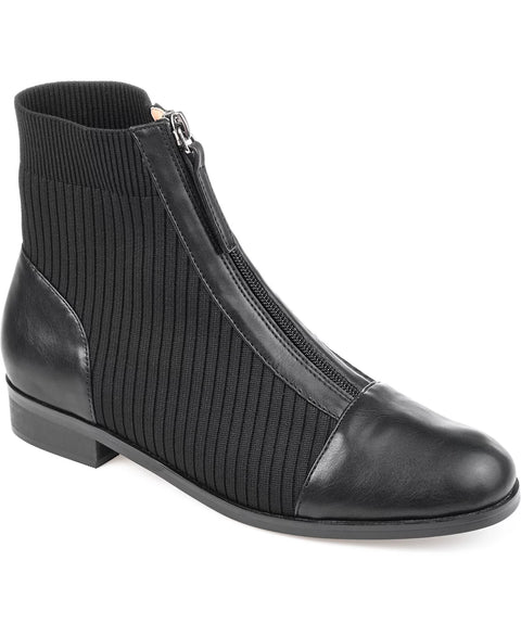 Journee Collection Women's Black Bexlie Front Zip Knit Ankle Booties | Journee Collection In Lebanon