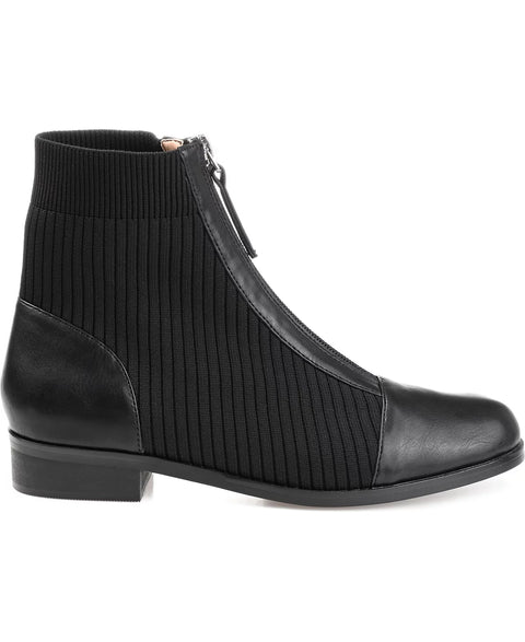 Journee Collection Women's Black Bexlie Front Zip Knit Ankle Booties | Journee Collection In Lebanon