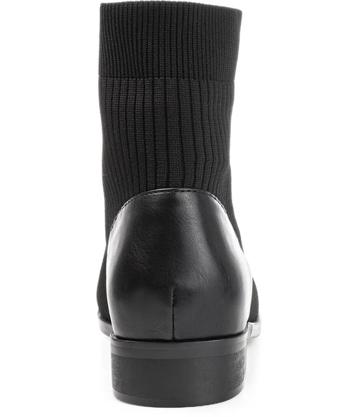 Journee Collection Women's Black Bexlie Front Zip Knit Ankle Booties | Journee Collection In Lebanon