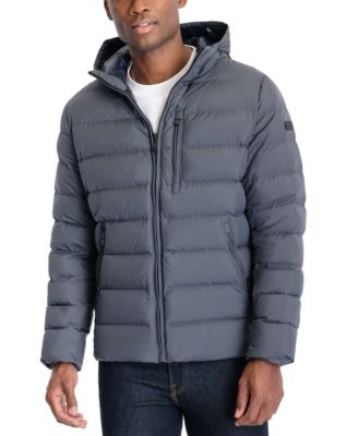 Michael Kors Men's Dark Grey Hooded Puffer Jacket | Michael Kors In Lebanon
