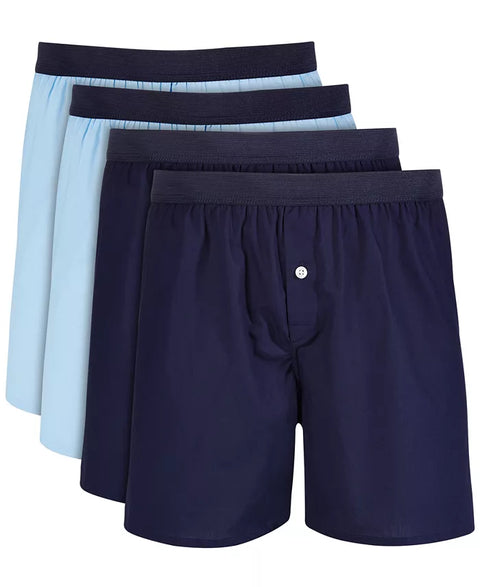 Club Room Men's Blue & Navy Pack Of 4 Cotton Boxers | Club Room In Lebanon